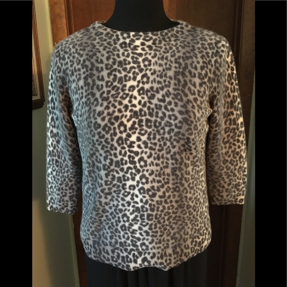 Talbots Cashmere Leopard Audrey Sweater - Picture 1 of 10